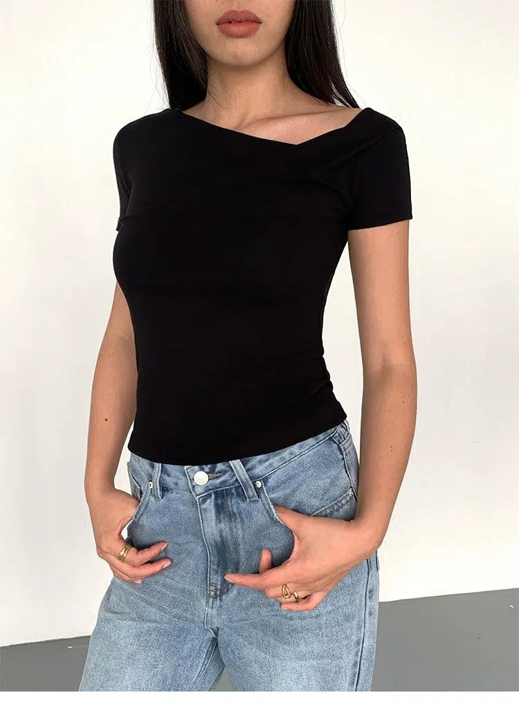 Stretch Off-shoulder T-shirt