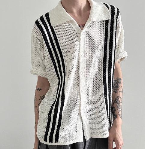 Stripe V-neck Knit Shirt