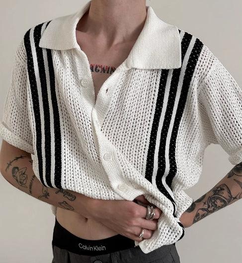 Stripe V-neck Knit Shirt