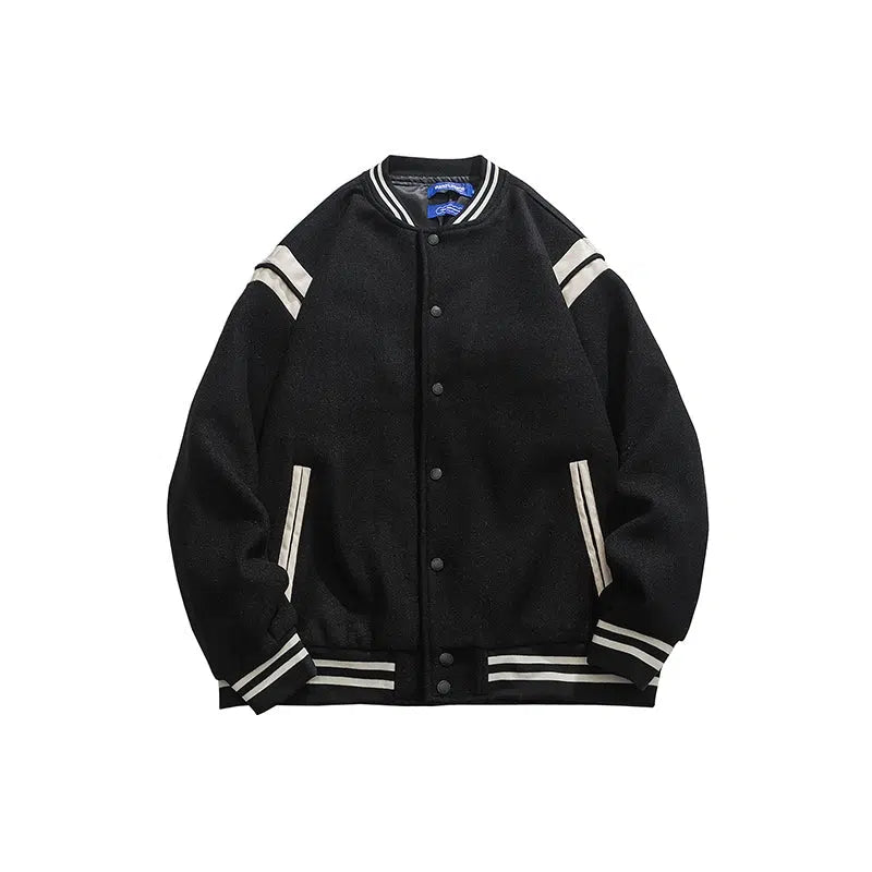 Striped Accents Varsity Baseball Jacket