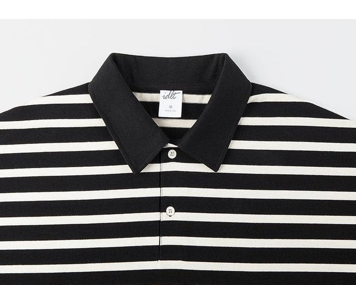 Striped Drop Shoulder Polo Shirt