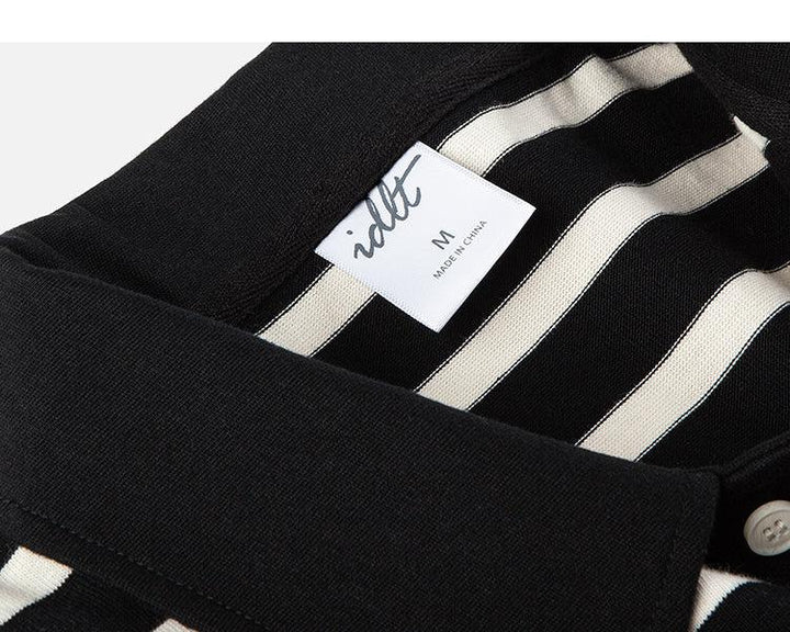 Striped Drop Shoulder Polo Shirt