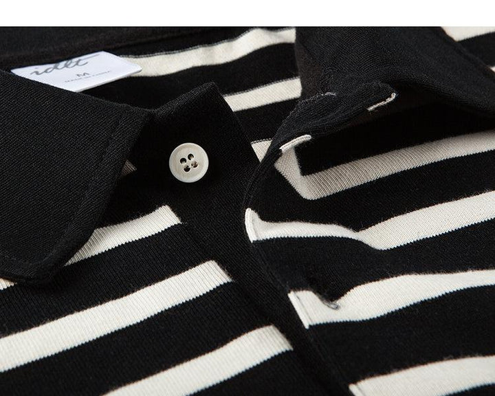 Striped Drop Shoulder Polo Shirt