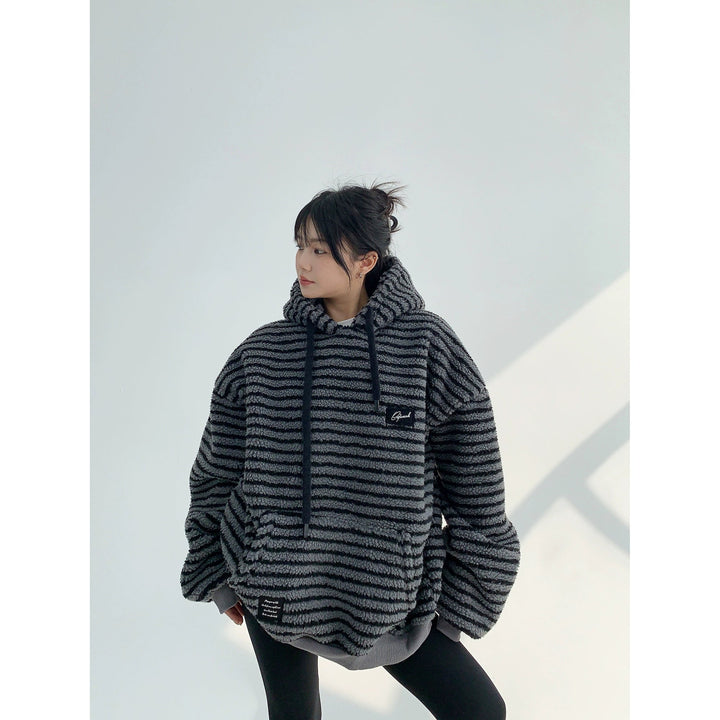 Striped Fleece Hooded Sweatshirt