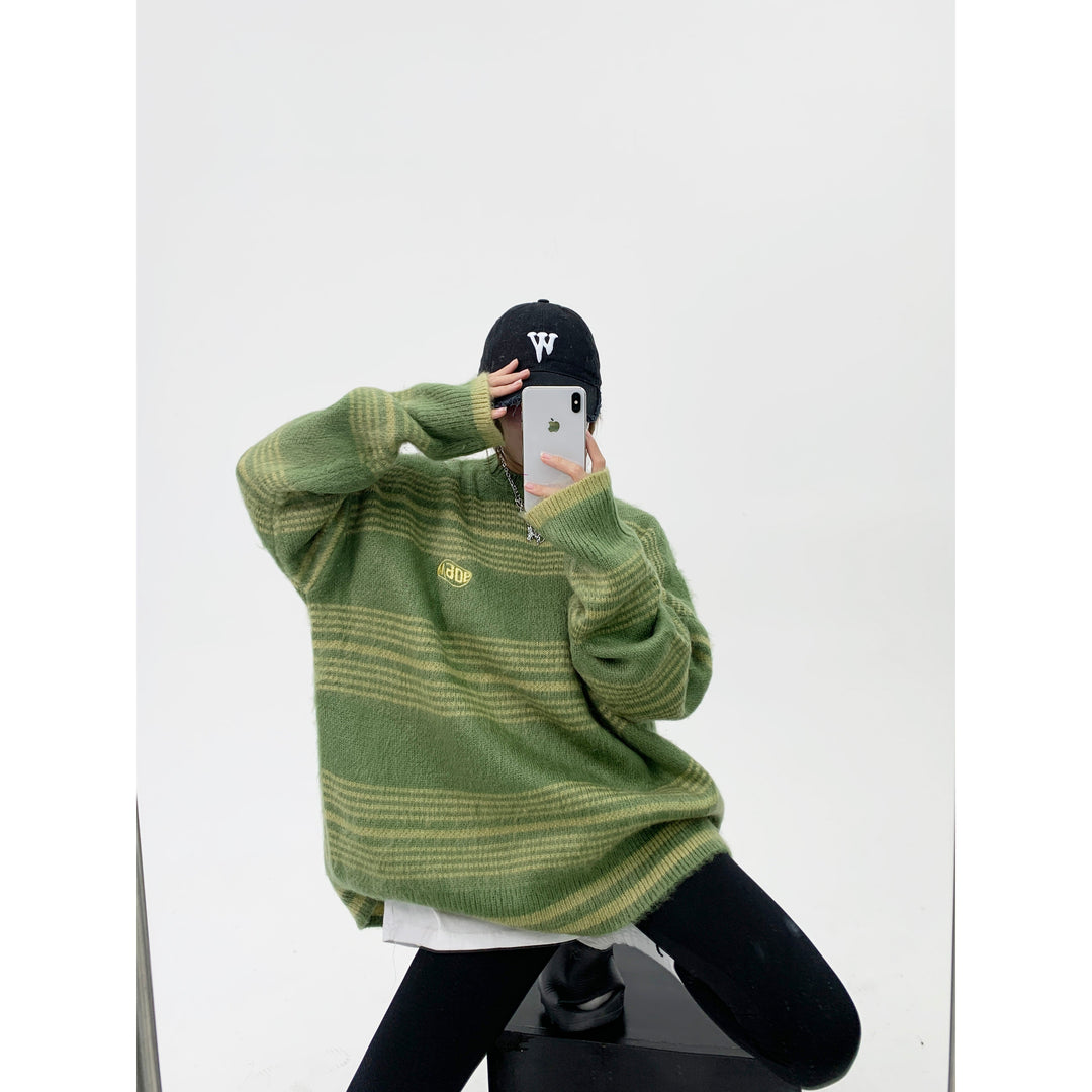 Striped Knit Oversized Sweatshirt