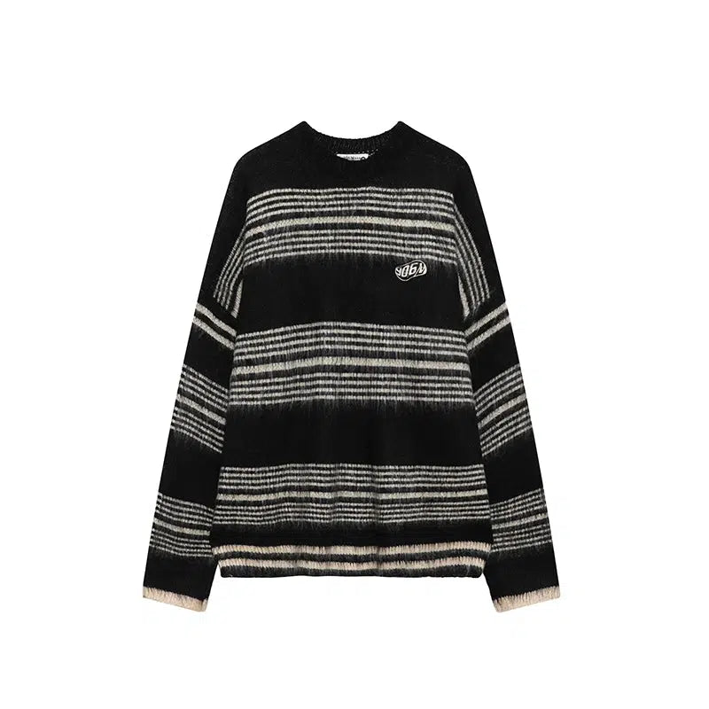 Striped Knit Oversized Sweatshirt