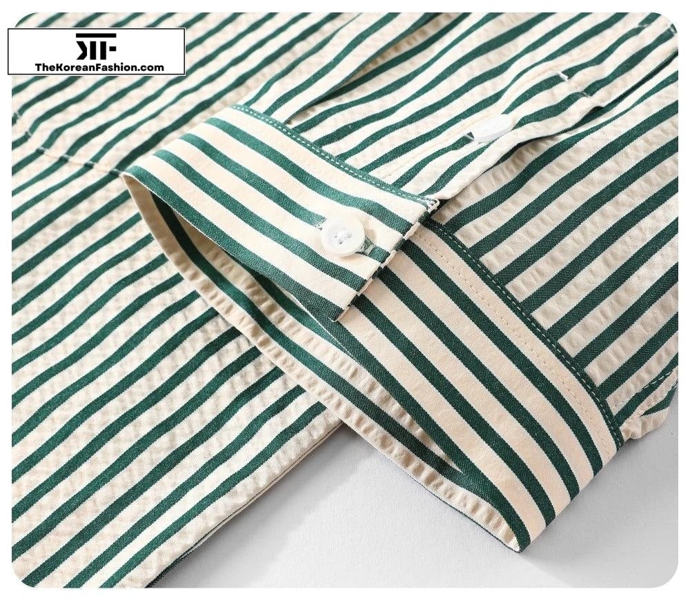 Striped Lapel Short Sleeve