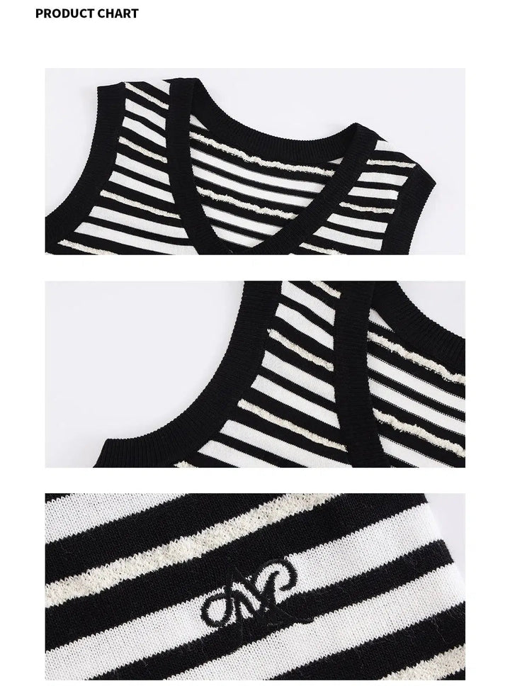 Striped Sleeveless V-Neck Tank Top