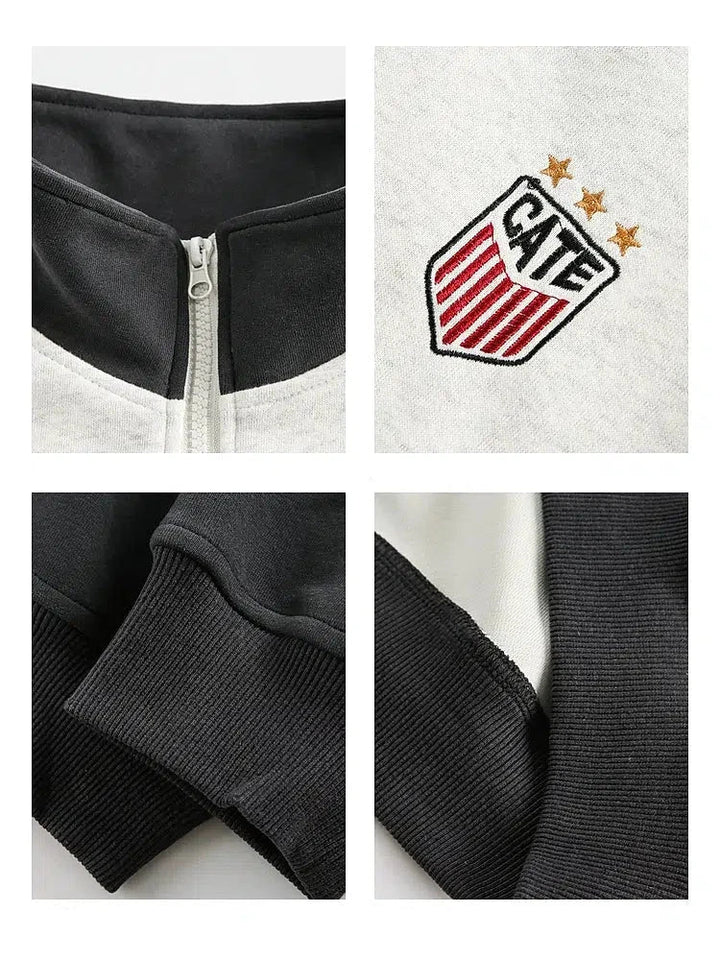 Striped Sleeves Zip-up Athletic Jacket