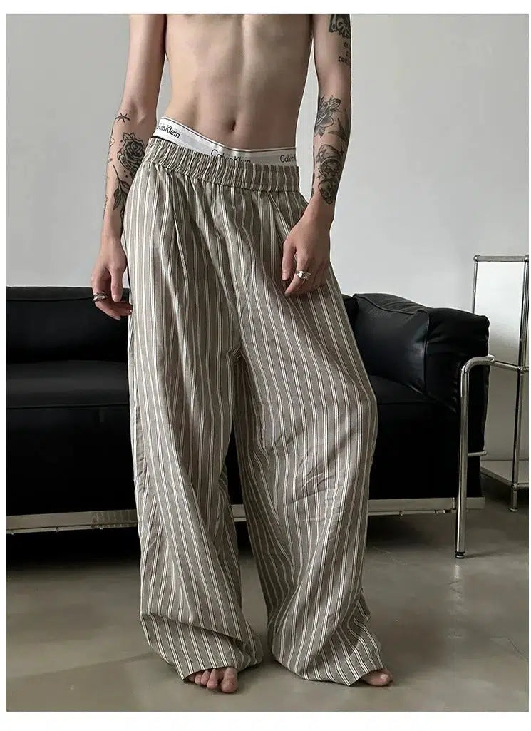 Striped Wide-Leg Casual Pants