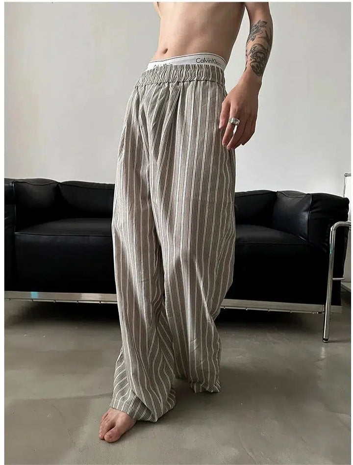 Striped Wide-Leg Casual Pants