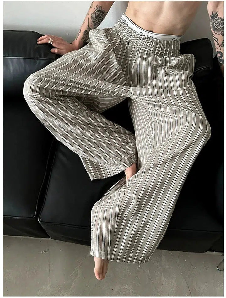 Striped Wide-Leg Casual Pants