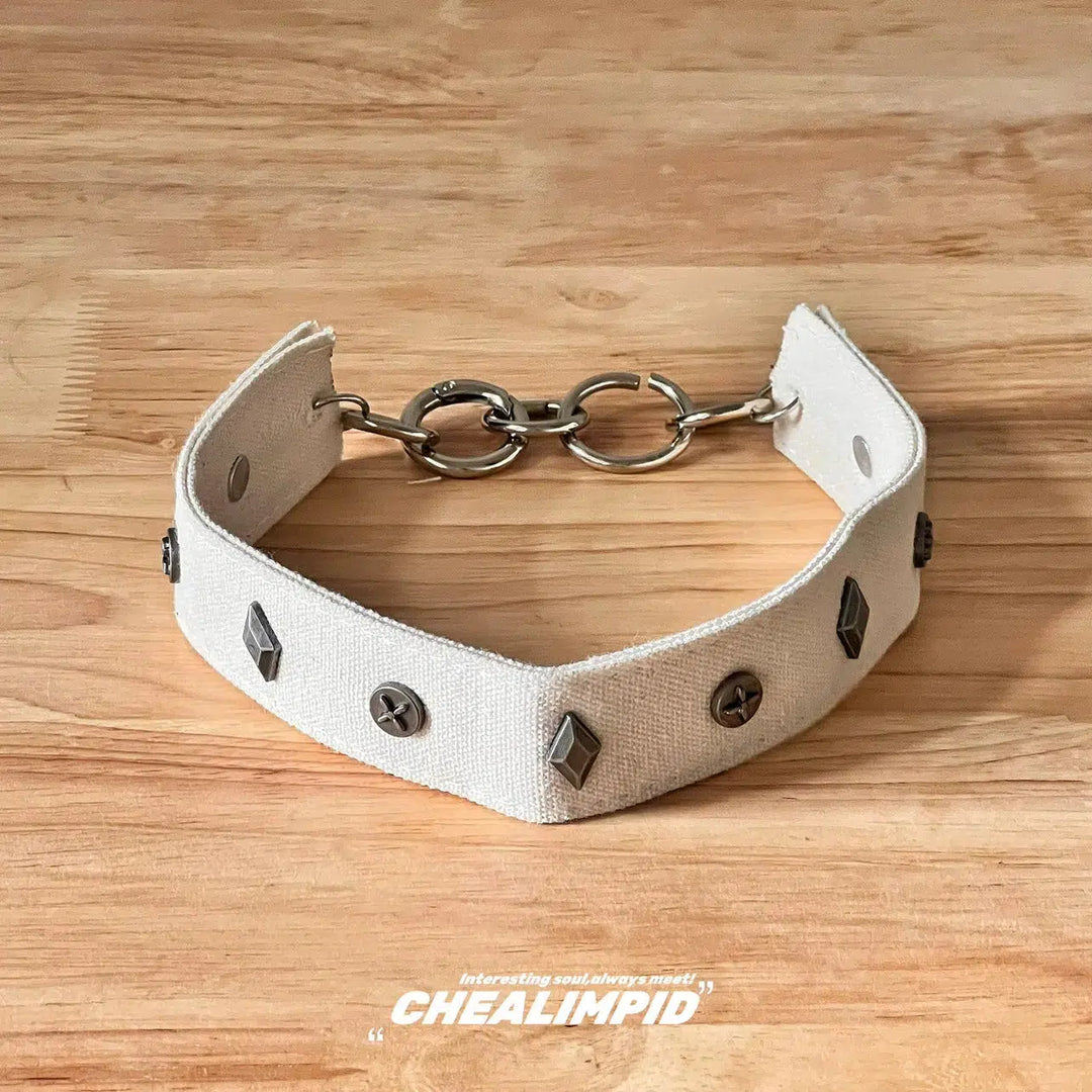 Studded Canvas Choker Necklace