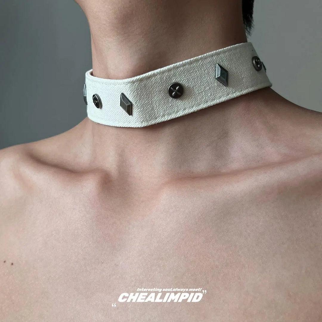 Studded Canvas Choker Necklace