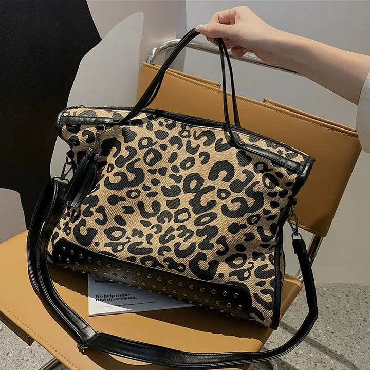 Studded Embellished Leopard Tote Bag