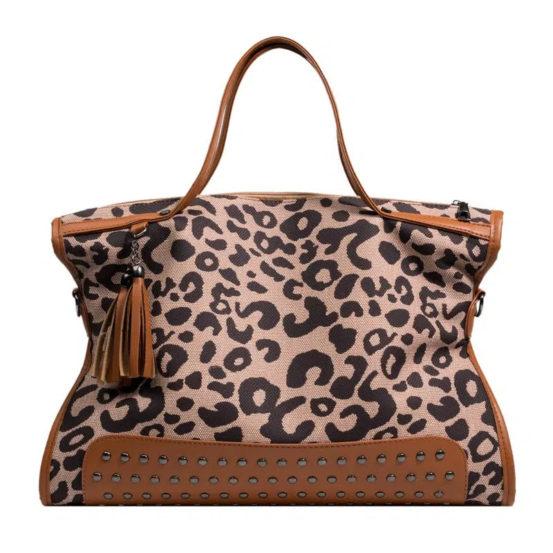 Studded Embellished Leopard Tote Bag