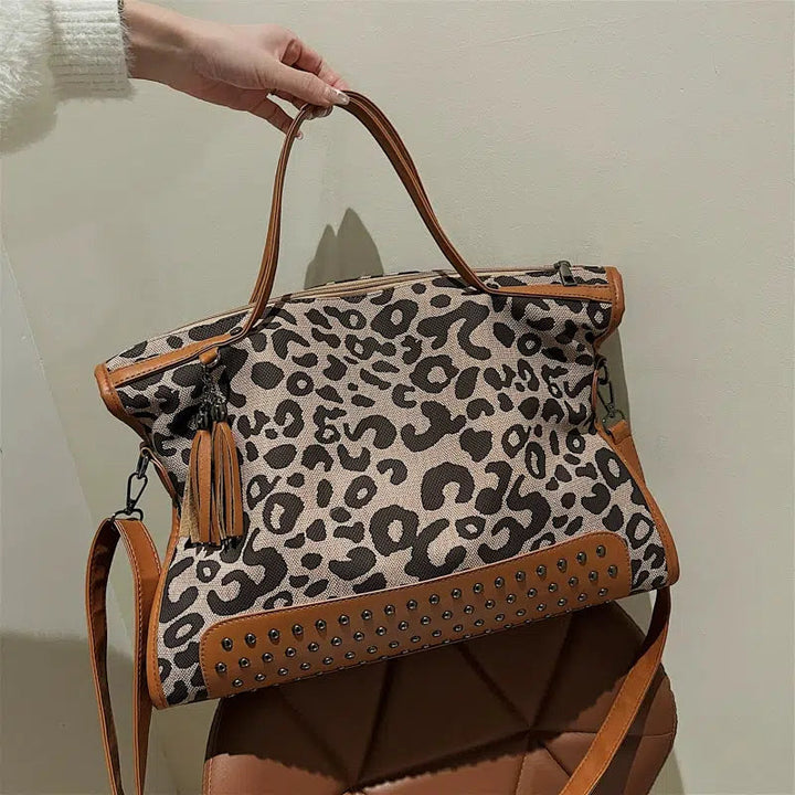 Studded Embellished Leopard Tote Bag