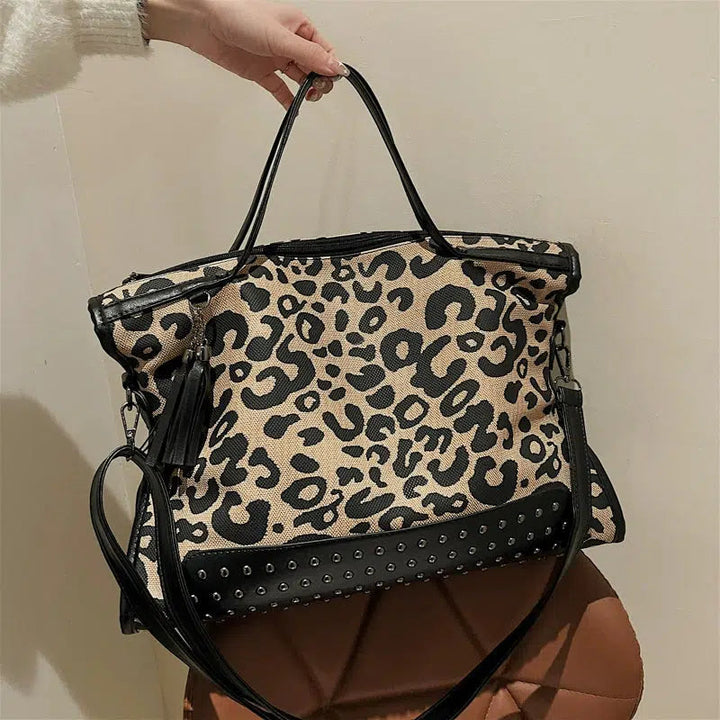 Studded Embellished Leopard Tote Bag