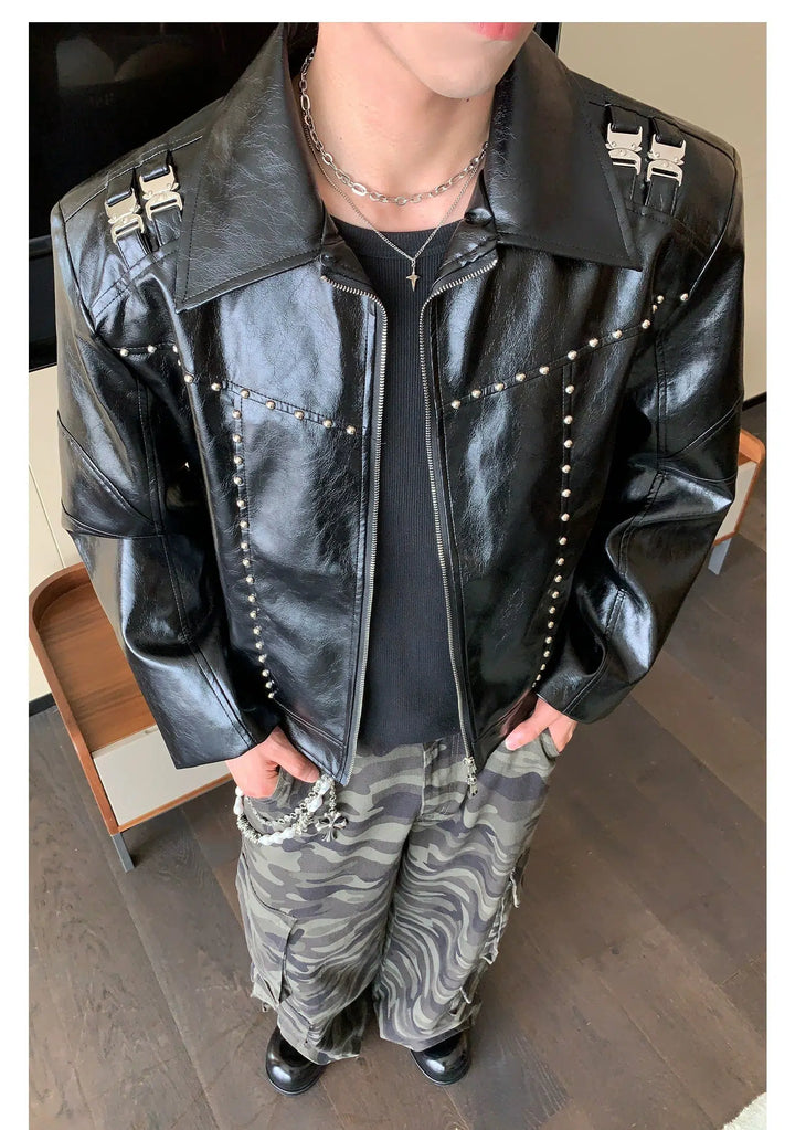 Studded Faux Leather Jacket