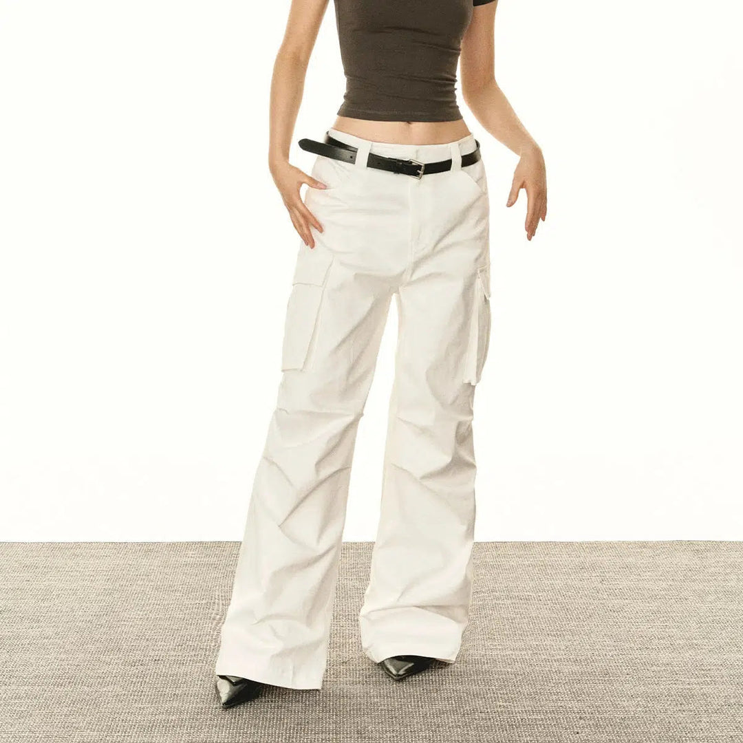 Stylish Cargo Pocket Casual Pants with Belt