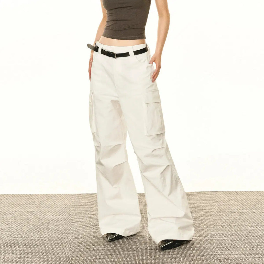 Stylish Cargo Pocket Casual Pants with Belt