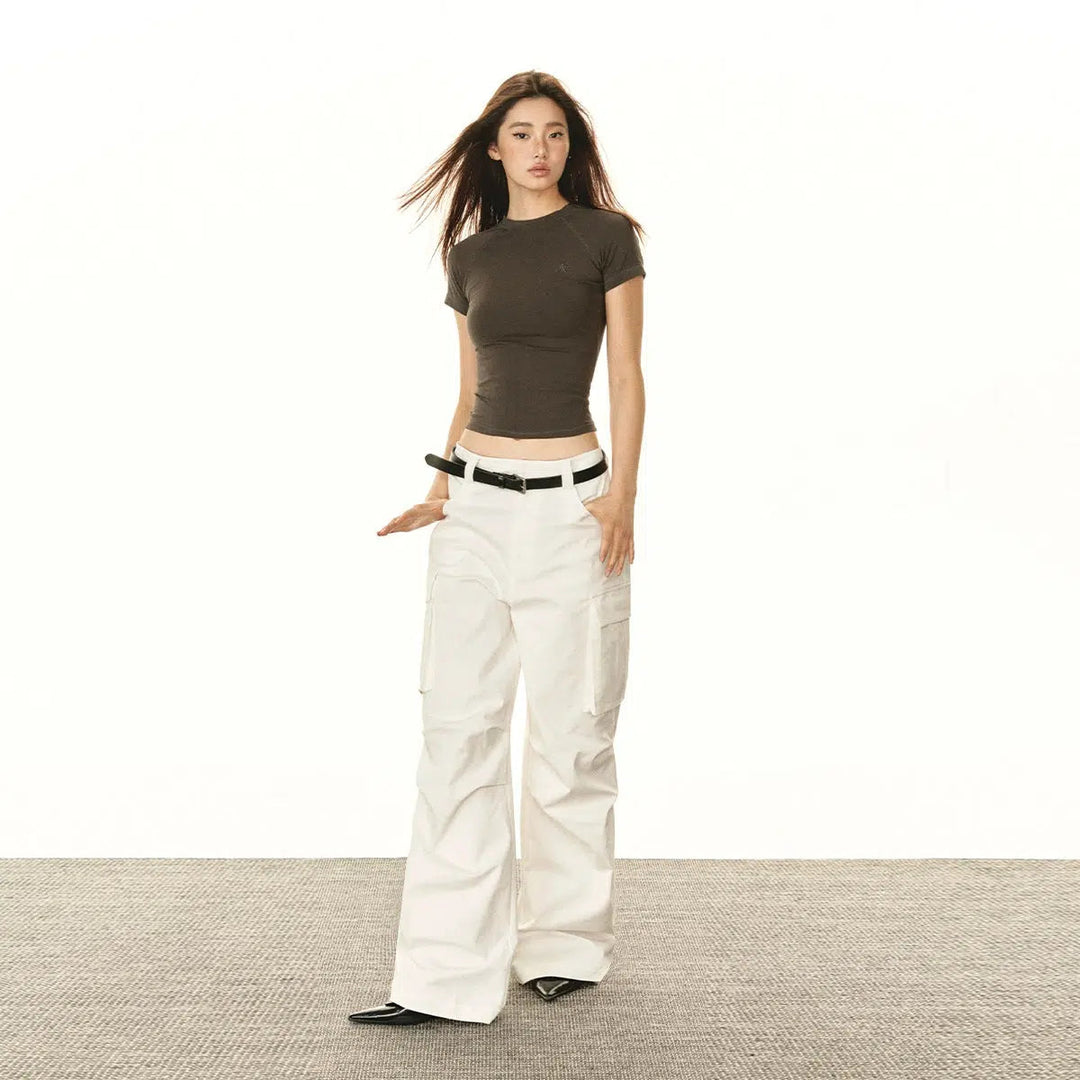 Stylish Cargo Pocket Casual Pants with Belt