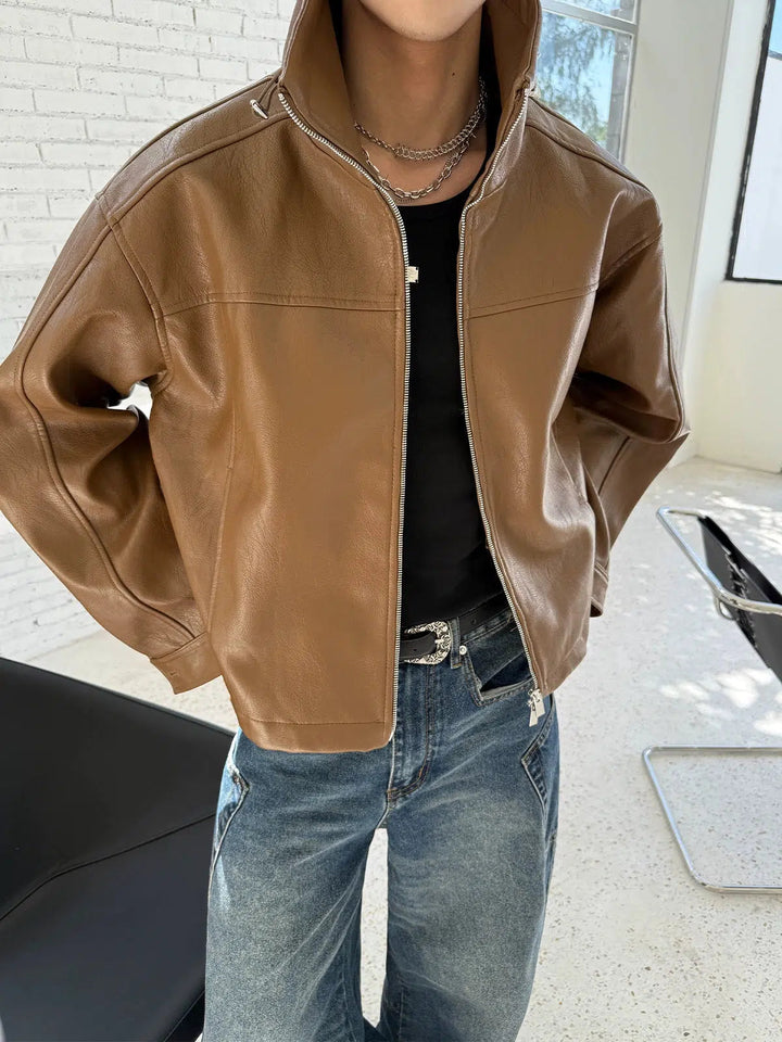 Stylish Leather Zip-Up Jacket