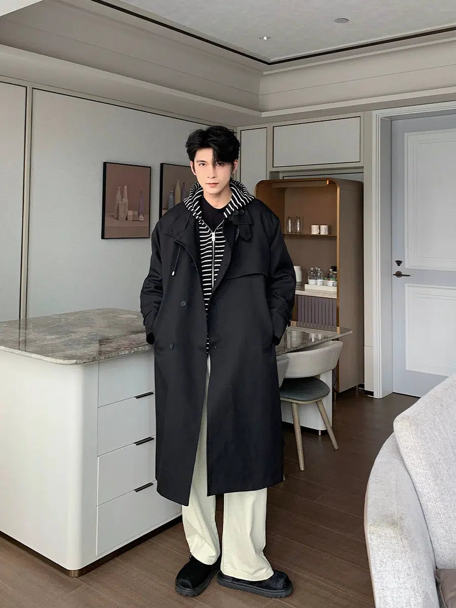 Korean long trench coat on sale