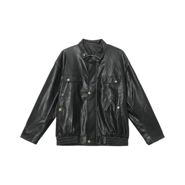 Stylish Pockets Leather Jacket