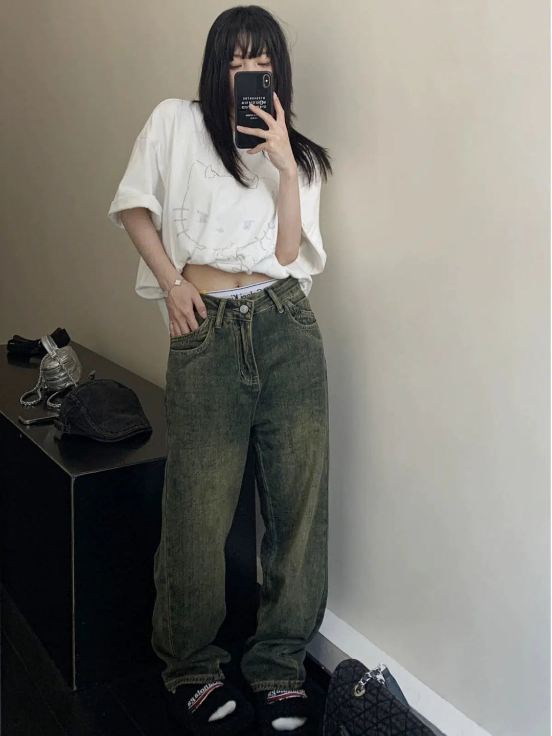 Stylish Wide-Leg Denim Pants