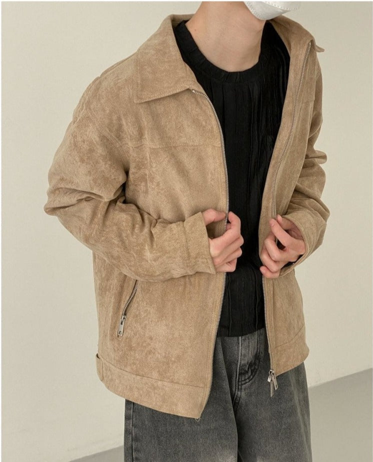 Suede Lapel Casual Jacket