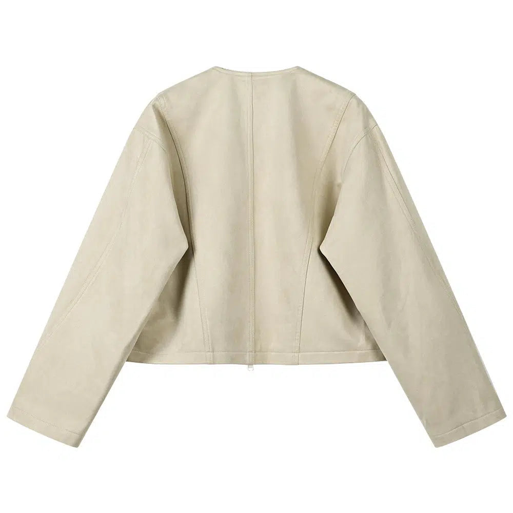 Suede Zip-Up Pockets Coat