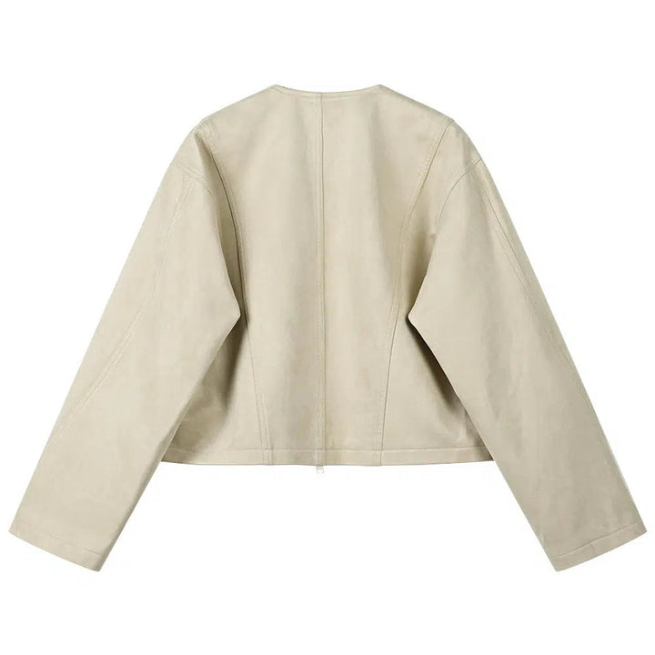 Suede Zip-Up Pockets Coat