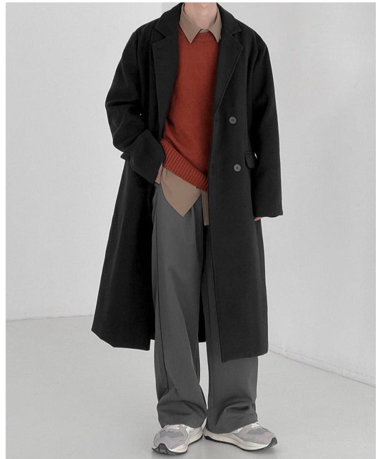 Suit Collar Mid-length Woolen Coat