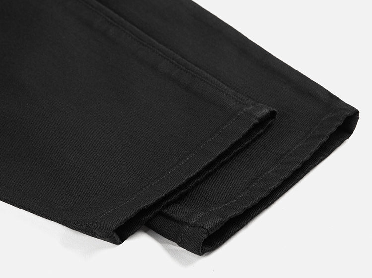 Tapered Stretch Black Straight Fit Jeans