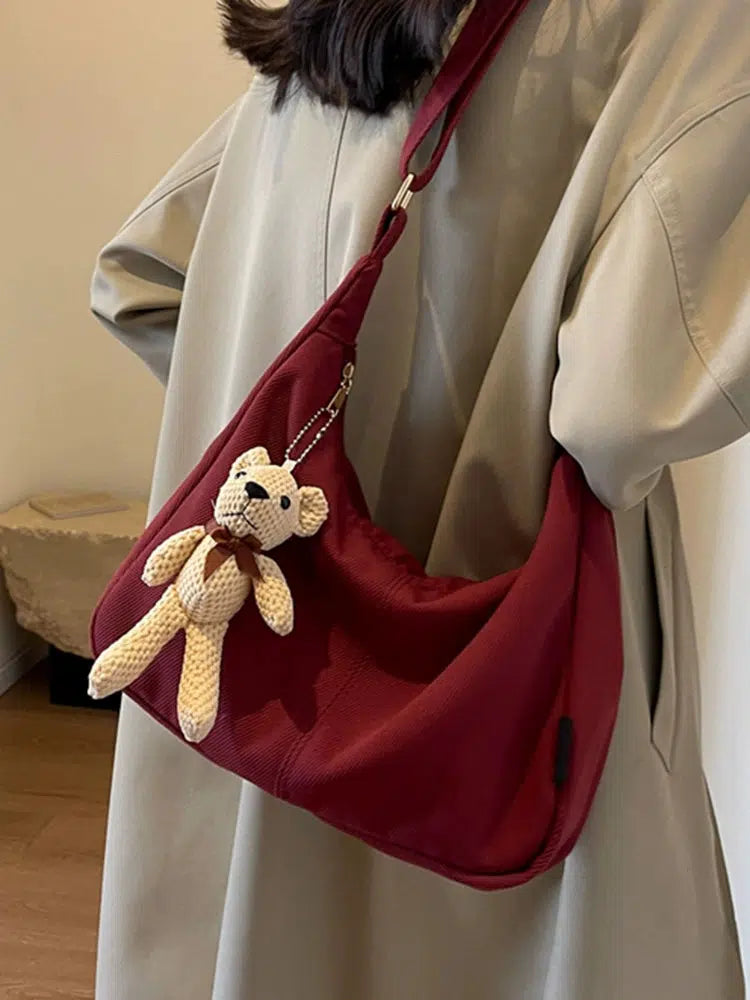 Teddy Bear Charm Shoulder Bag