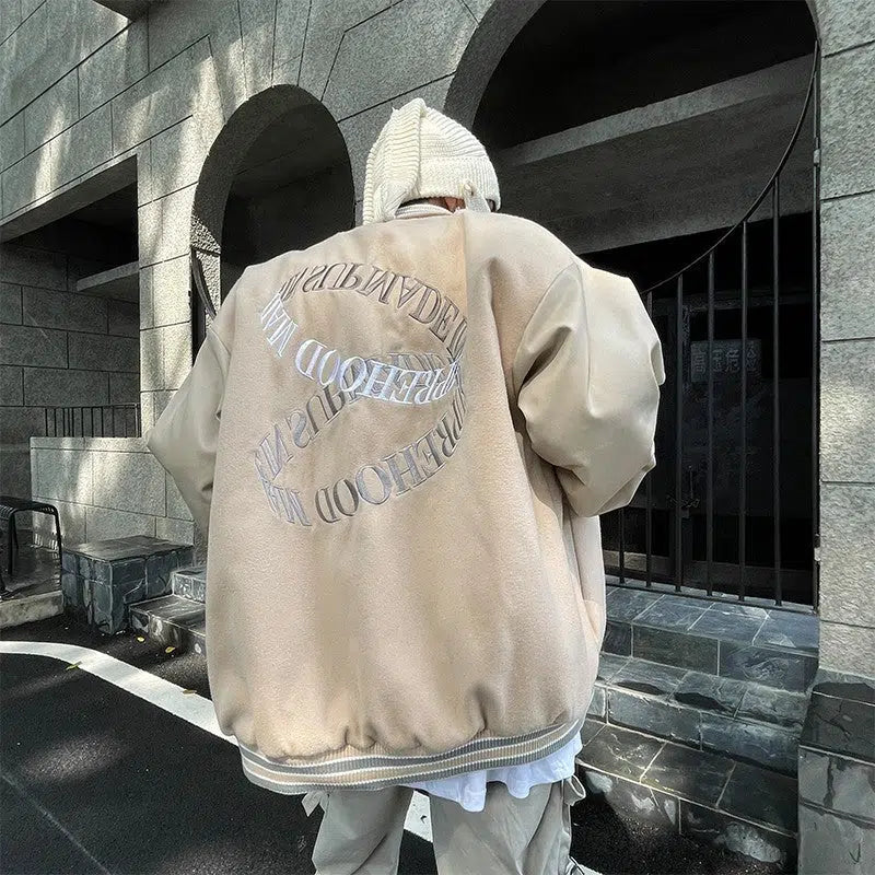 Text Print Baseball Jacket