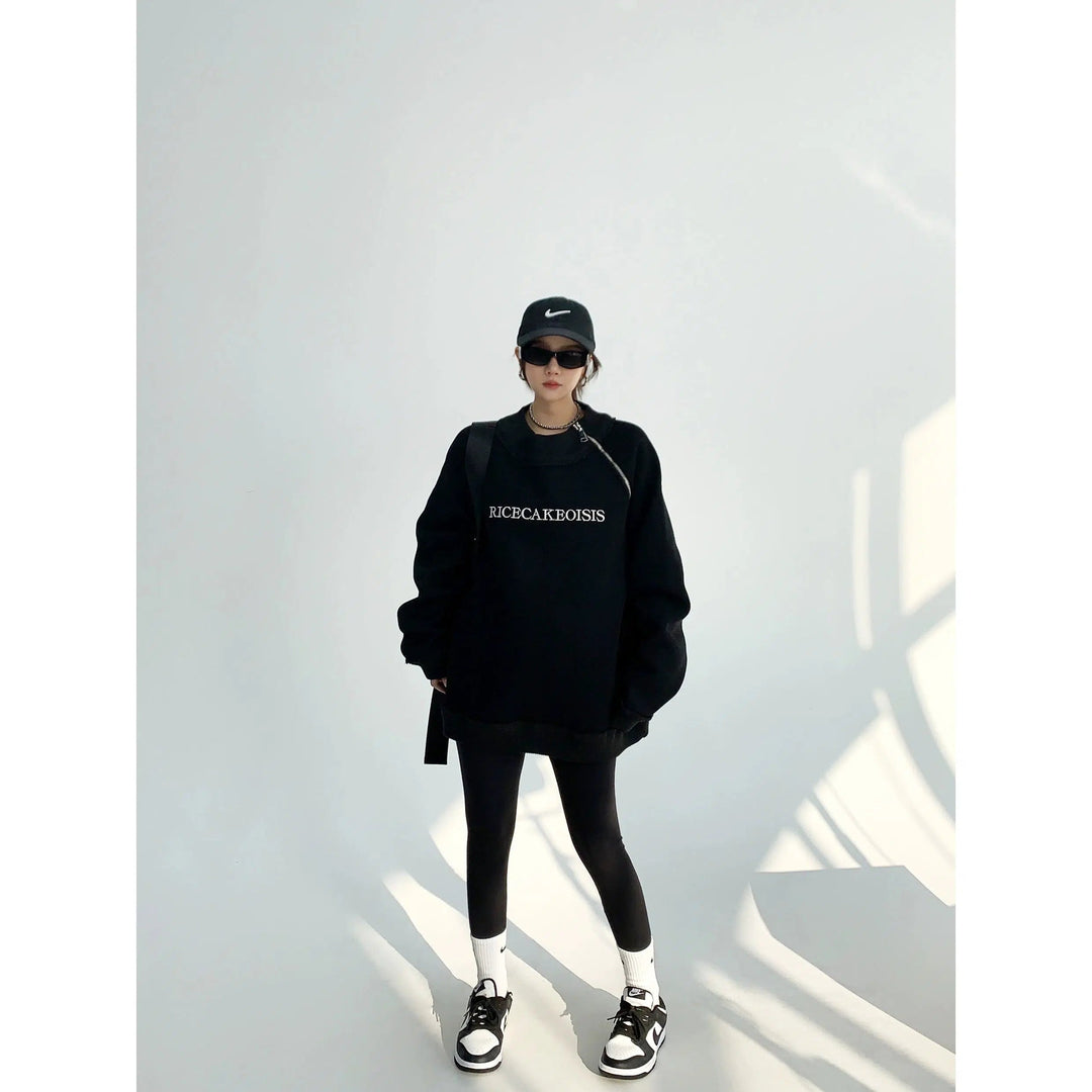 Text Print Casual Oversized Sweatshirt