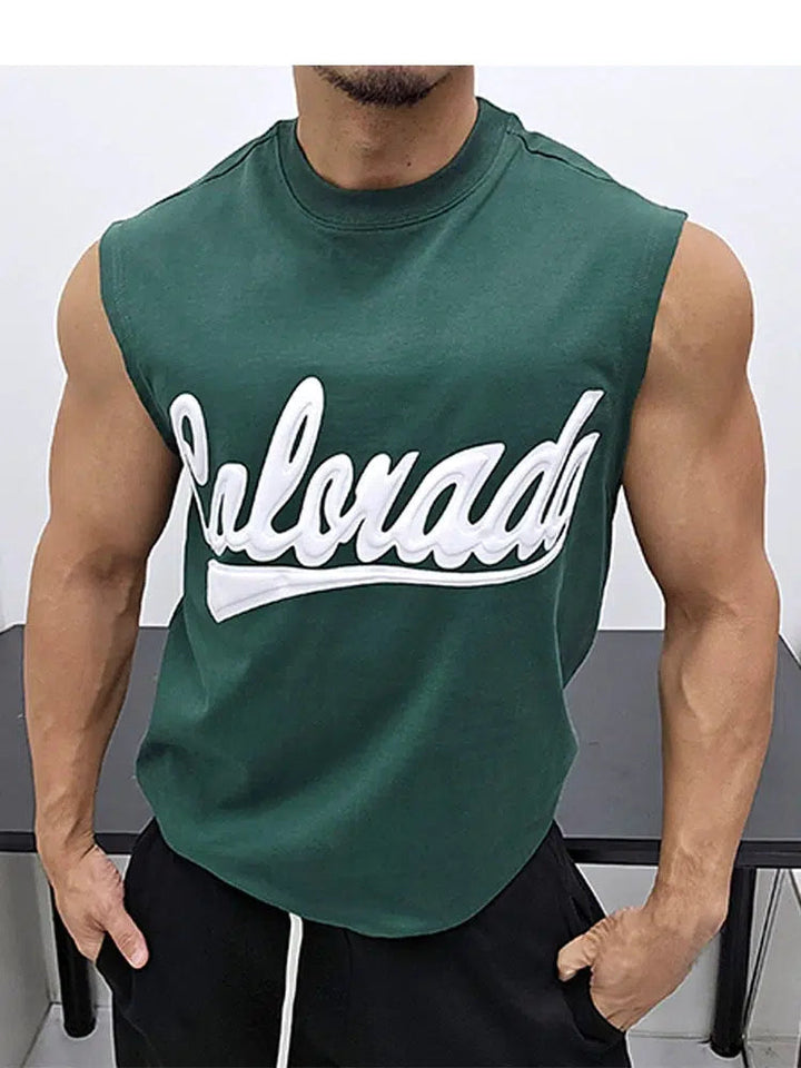 Text Print Crewneck Tank Top