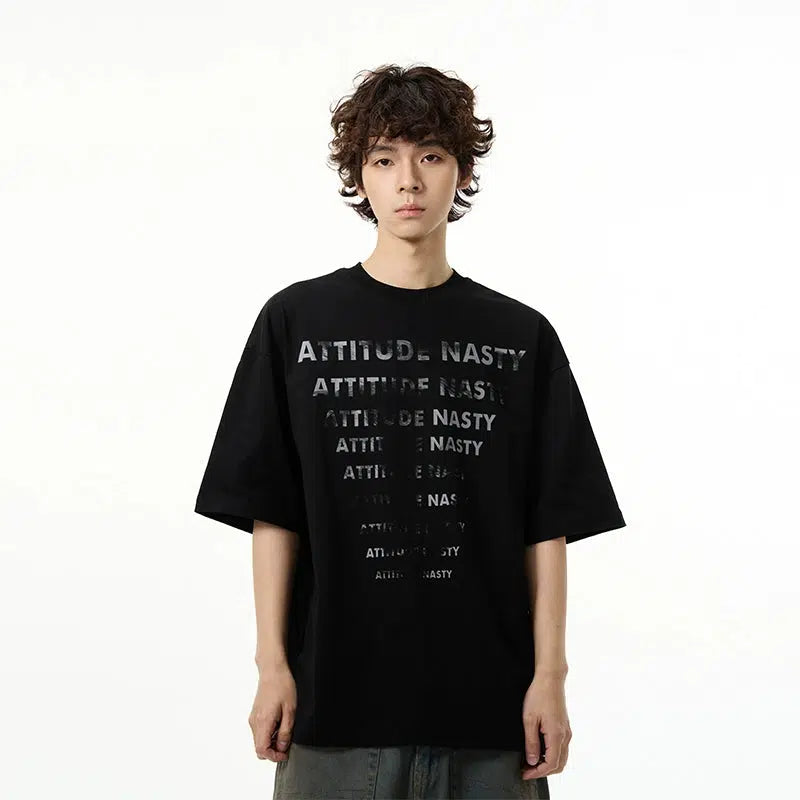 Text Printed Short Sleeve T-shirt