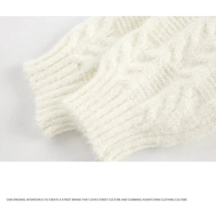 Textured Design Cable Knit Sweater