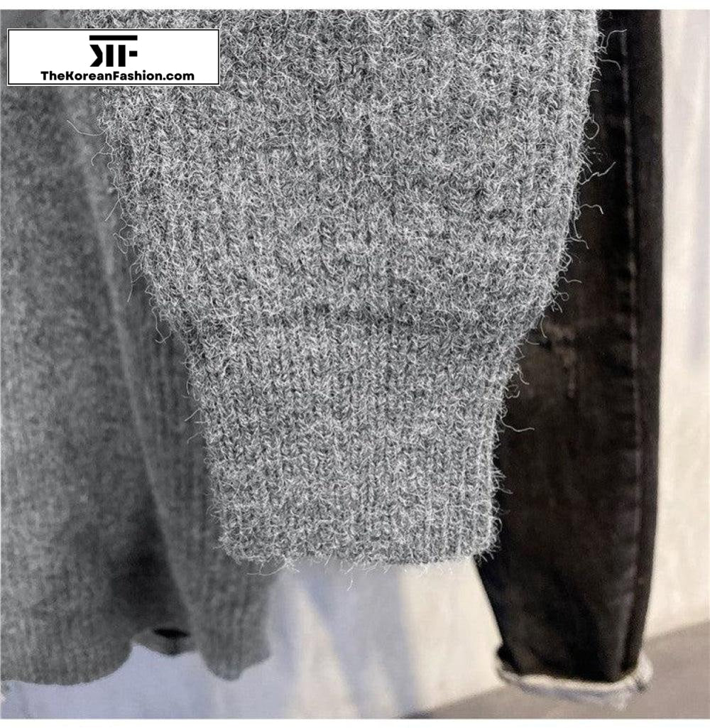 Thick Baseball Collar Knitwear Cardigan