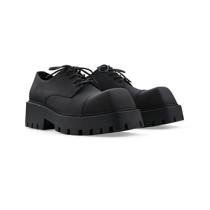 Thick-soled Black Square Toe Shoes