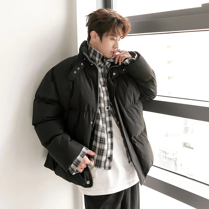 Thickened Two-piece Plaid Puffer Jacket