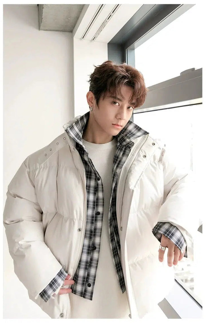 Thickened Two-piece Plaid Puffer Jacket