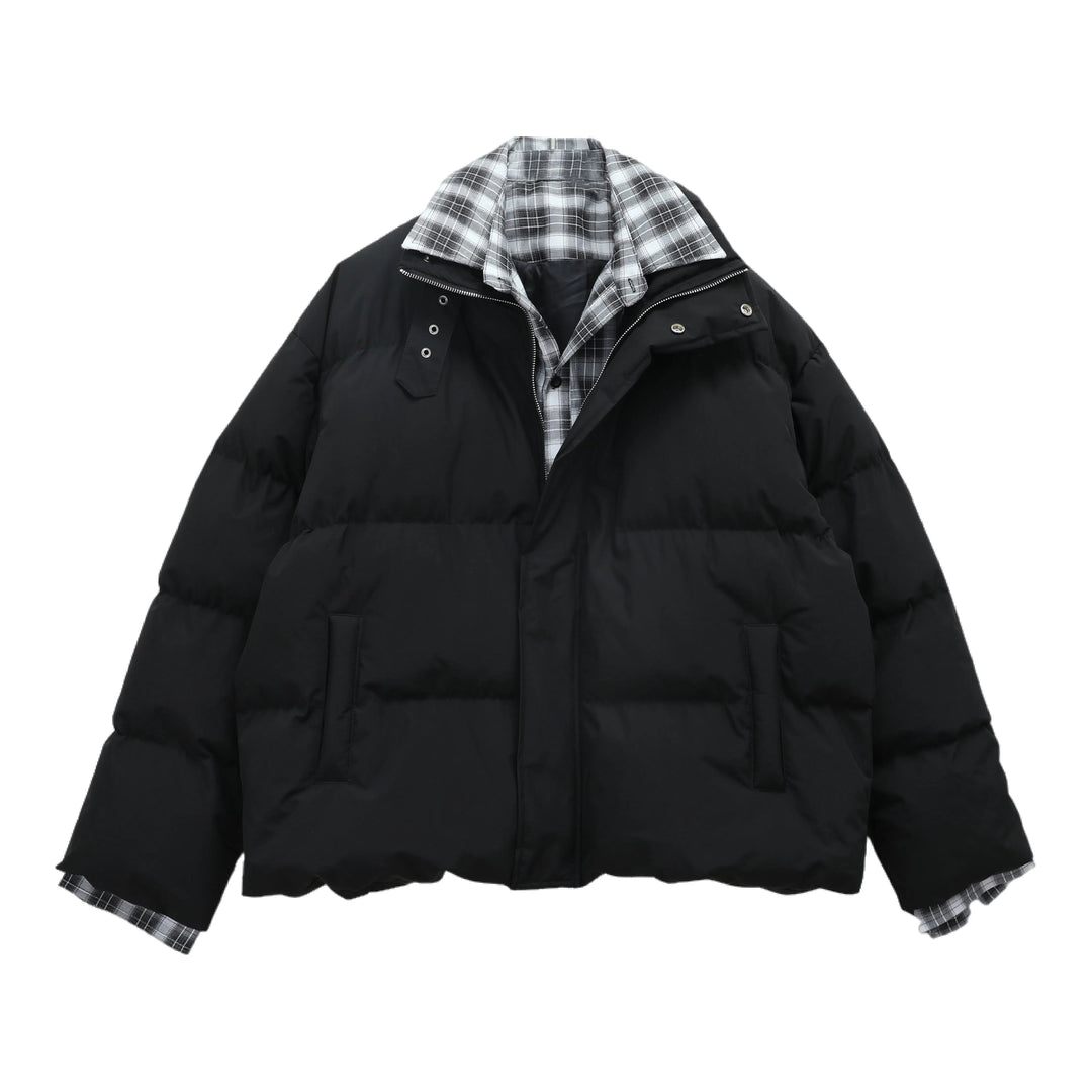 Thickened Two-piece Plaid Puffer Jacket