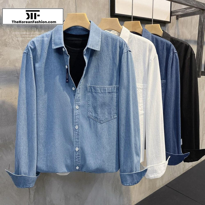 Thin Denim Long-sleeved Shirt