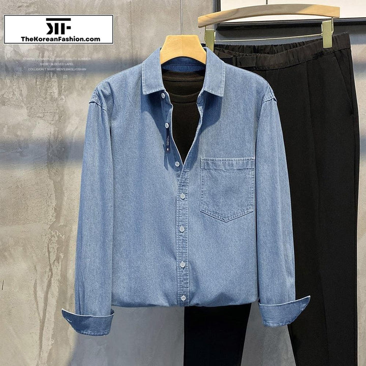 Thin Denim Long-sleeved Shirt