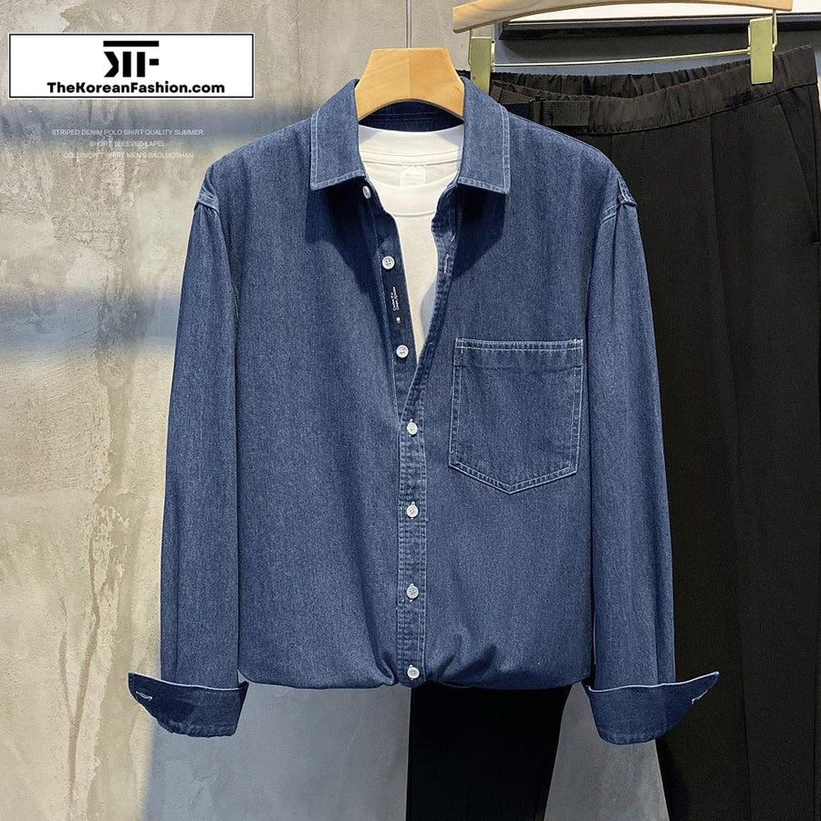 Thin Denim Long-sleeved Shirt