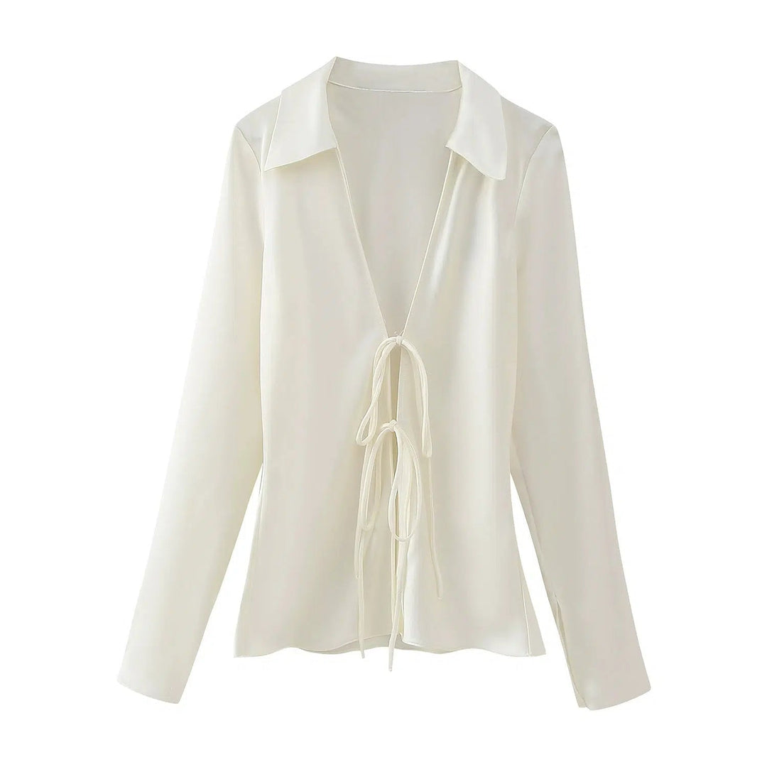 Tie Front Button-Down Blouse